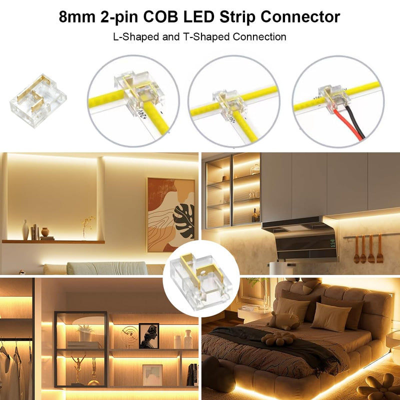 [AUSTRALIA] - Wefomey 65.6ft COB LED Strip Light with Remote, 3000K Dimmable Bright Warm White Led Lights Strip, Flexible DC24V Led Tape Light for Bedroom, Kitchen, DIY Lighting (2 Rolls of 32.8ft) 65.6Ft-3000K Warm White 