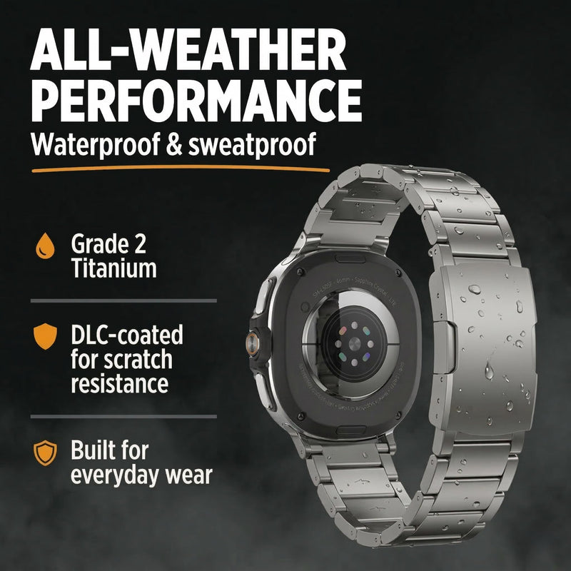 Titanium Band for Samsung Galaxy Watch 9 & Watch8, Classic 40/44/46mm | Scratch Resistant Diamond-Like-Carbon Coating, Titanium Bracelet with Folding Clasp, Color Matching Titanium Strap 26 Millimeters Gray Matte