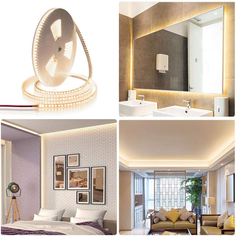 [AUSTRALIA] - ALITOVE LED Strip Lights Warm White Waterproof 32.8ft 1200 LEDs 2835 SMD 24V DC 3500K Outdoor LED Flexible Ribbon for Kitchen Bedroom Garden Under-cabinet Backyard Hallways(No Power Supply & Adhesive) SMD 10M IP67 