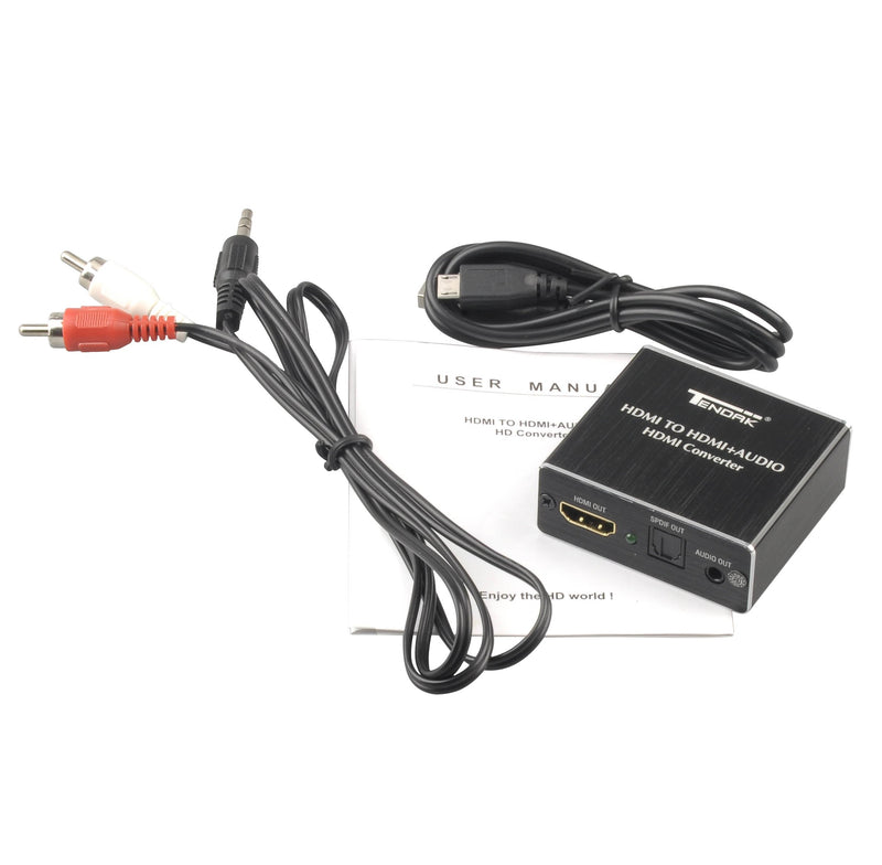 Tendak HDMI Audio Extractor, 4K 30Hz HDMI Audio Splitter to Optical TOSLINK SPDIF + 3.5mm Stereo Audio Adapter, Compatable for TV, PC, PS3/4/5, Blu-ray/DVD/HD Player