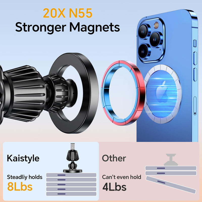 [AUSTRALIA] - for iPhone Magsafe car Mount【20 Strong Magnets】Magnetic Phone Holder for Car Dashboard【360° Rotation】Hands Free Car Phone Holder Mount Dash Fit iPhone 15 14 13 12 Pro Max Plus MagSafe Car Accessories Black 