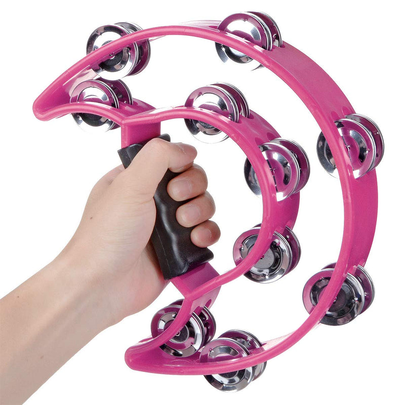 [AUSTRALIA] - Half Moon Musical Tambourine Double Row Metal Jingles Hand Held Percussion Drum Multicolor for KTV Party with Ergonomic Handle Grip (Purple) Purple 