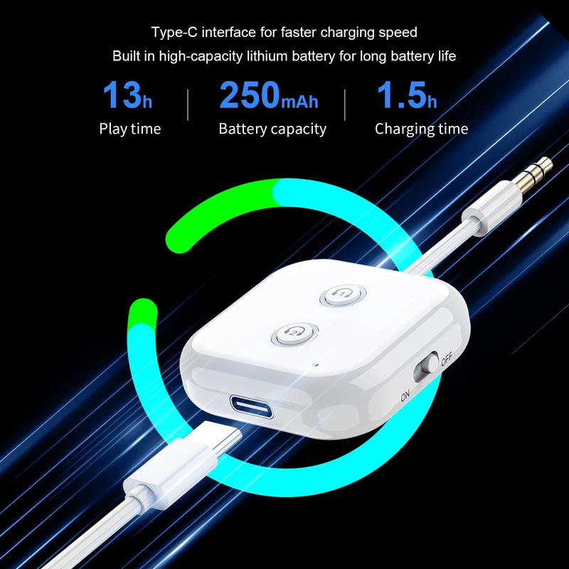 [AUSTRALIA] - Bluetooth Transmitter, Bluetooth 5.3 Adapter Audio Transmitter Adapter Dual Link AptX Adaptive/Low Latency, Works with 3.5mm Aux Jacks on Airplanes, Gym Equipment, TVs, Tablets 