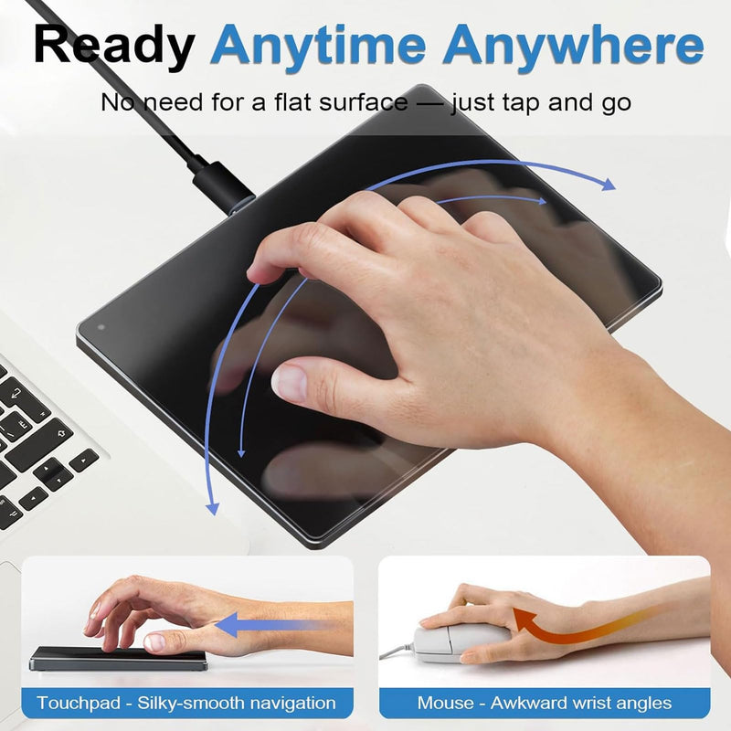 Diyeeni Wired Large USB Trackpad, 5.4" Surface | high-Precision, multi-touch gestures, plug-and-play, Aluminum alloy casing Trackpad Mouse, for Computer DesktopLaptop Black