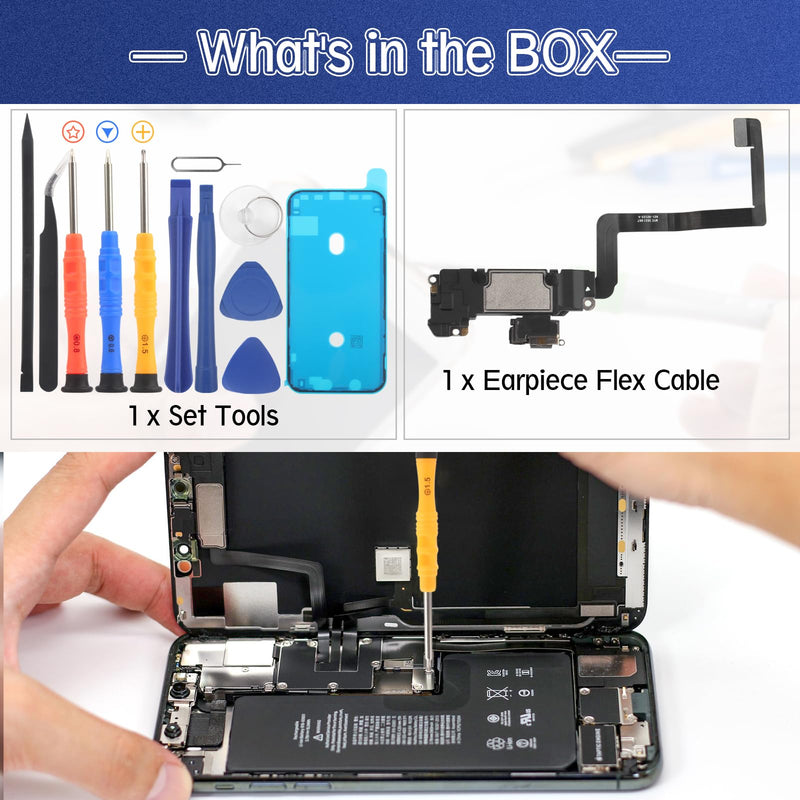 YWLRONG Earpiece Speaker for iPhone 11 Ear Speaker Replacement for iPhone 11 Speaker Replacement Light Proximity Sensor Flex Cable Earphone Speaker Assembly with Repair Tools Black-11
