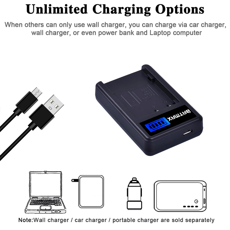 Batmax 2Packs PS-BLM1 BLM-1 PS BLM1 Battery + LCD USB Battery Charger for Olympus E-300 E-330 E-500 E-510 C-5060 C-7070 C-8080 E-1 E-3 E-30 E520 Camera Batteries
