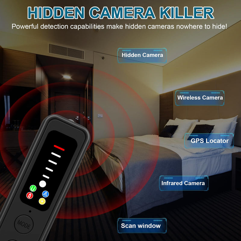 Upgraded Hidden Camera Detector - Anti-Spy Device, GPS Tracker & Bug Detector, Portable RF Signal Scanner for Hotels, Travel, Home & Office