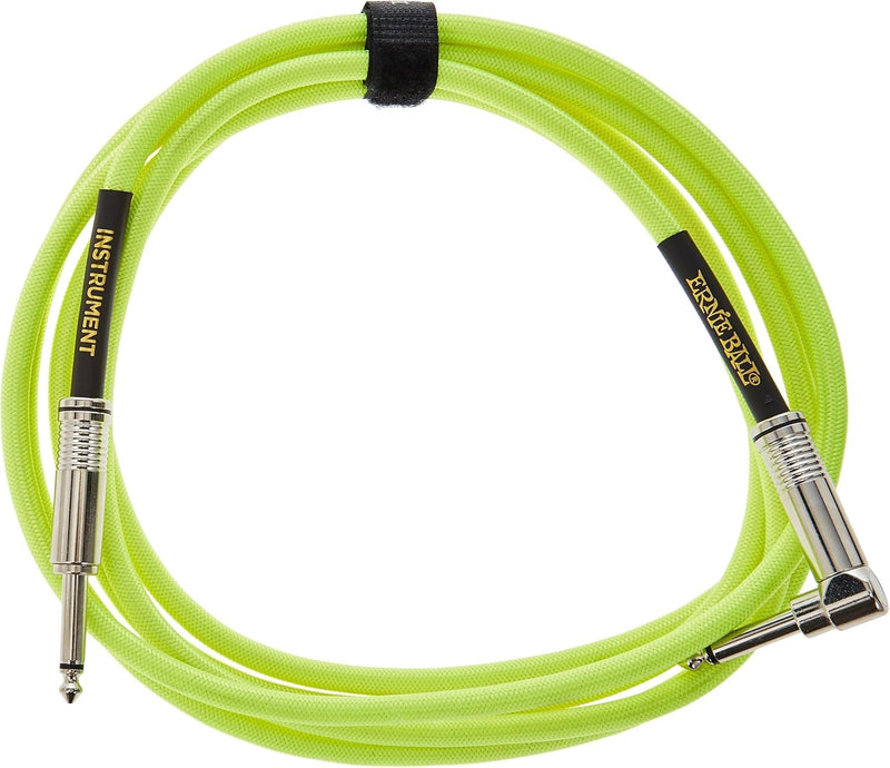 Ernie Ball Braided Instrument Cable Set Straight/Angle Length 10ft in Neon Yellow (P06080) - Pack of 2