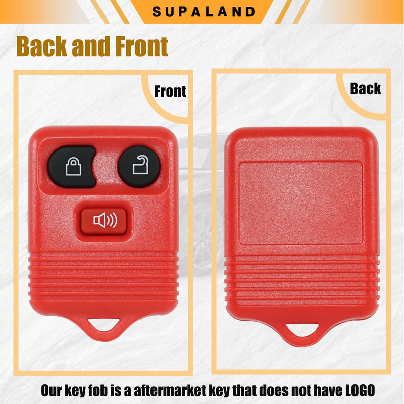 SUPALAND Key Fob Replacement Fits for Ford Mustang Focus Explorer Expedition Taurus Escape Edge Thunderbird Lincoln Town Car 1999-2014 Keyless Entry Remote Control CWTWB1U311 4-Button Red 2PCS
