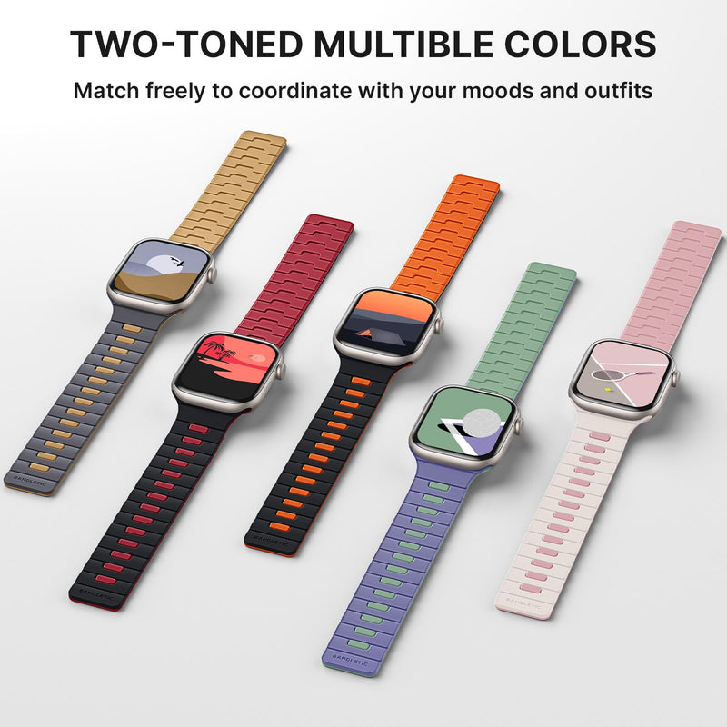 Bandletic Dual-Sided Reversible Magnetic Band Compatible with Apple Watch | Flip Either Way, One Band Gives Four Looks Instant, Stronger N56 Magnet Lies Flat Safe for Gym, Camping & Office, Men Women Starlight/Pink 49mm/46mm/45mm/44mm/42mm(series 3/2/1)