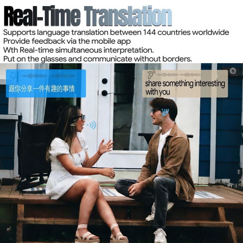 AI Smart Glasses with Camera, 8MP Camera 1080P HD Video Recording & Photos | Real-Time Translation, Voice Assistant, Open Earbuds for Vlogging, Travel, Business (3 Lenses)