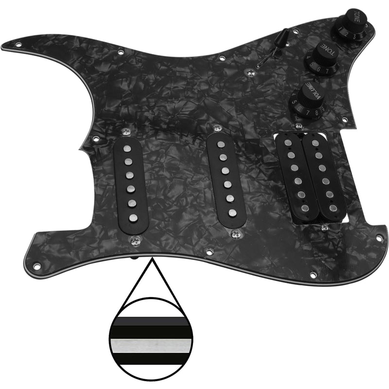 [AUSTRALIA] - 11-Hole 3-Ply SSH Prewired Loaded Pickguard Humbucker Pickups Set Compatible with Fender Stratocaster Squier Electric Guitar (3Ply Black Pearl) 3Ply Black Pearl 