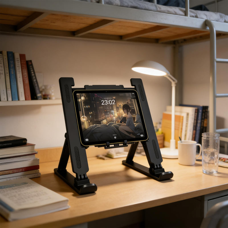 Adjustable Laptop Stand with Fan, Foldable Desktop Mount for Notebook or Tablet, Black
