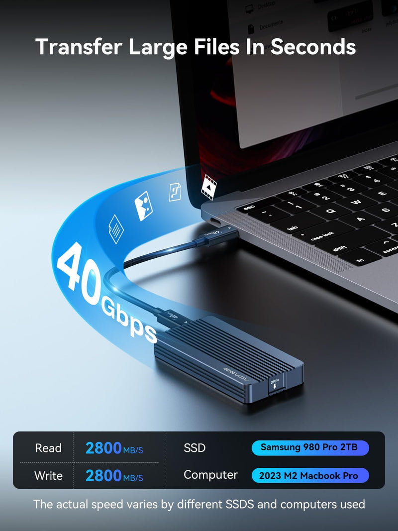 ACASIS 40Gbps M.2 NVMe SSD Enclosure with Aluminum for Thunderbolt 4/3/USB4 | Tool-Free Installation;Heat Sink; Noiseless Design;Supports 2280/2260/2242/2230 SSDs;40Gbps;Stable speed TBU405 Air