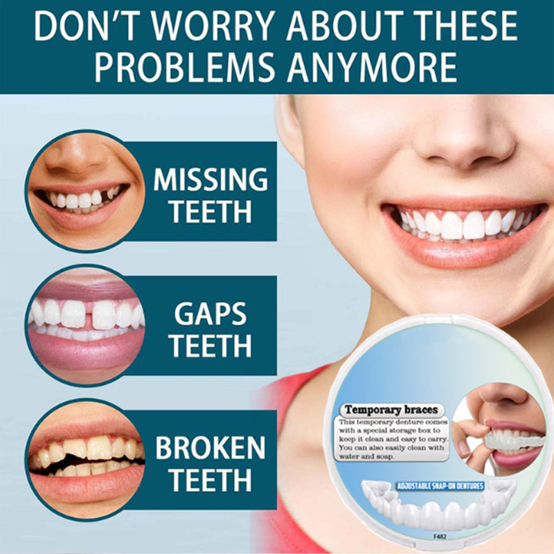 Adjustable Snap-On Denture - Temporary Mouth Guard, False Artificial Temporary Teeth Braces, Snap On Veneers for Men Women False Teeth, Silicone Non-porous Hood
