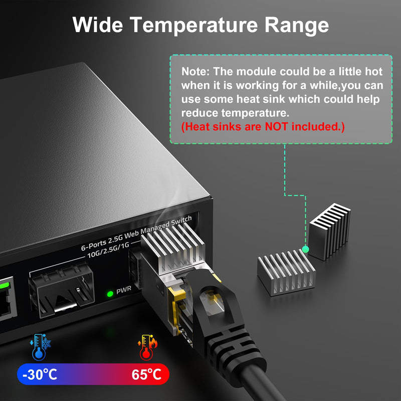 10G SFP+ to RJ45 Transceiver up to 30m, 10GBase-T RJ45 SFP+ Copper Module | GoodTop SFP to RJ45 |1G/2.5G/10G Adaptive | SFP to Ethernet | Plug and Play | Hot Pluggable