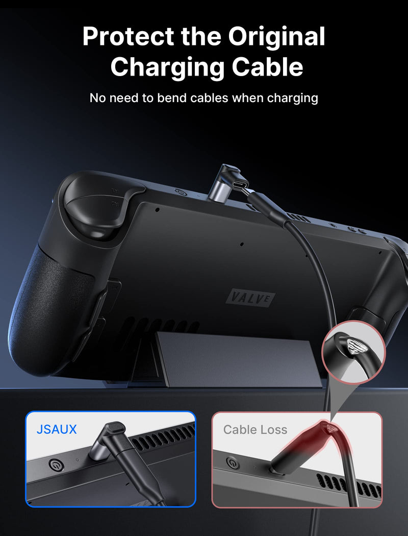 JSAUX 90 Degree USB C Male to USB C Female Adapter + HB0602 5-in-1 Docking Station for Steam Deck