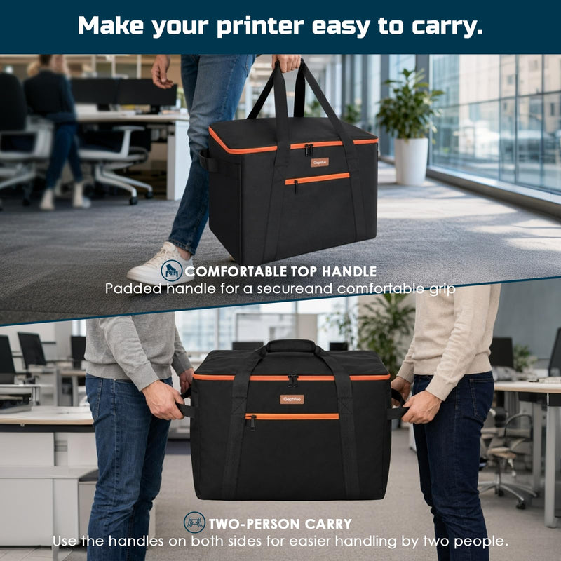 Padded Printer Carrying Case,Heavy Duty Water Resistant 600D Exterior | Thick Padding & Multiple Pockets for Event Printers, Accessories & Cords Jet Black