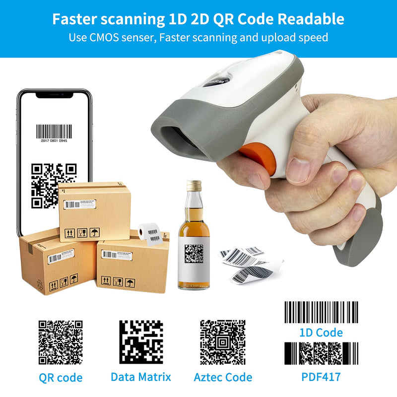 [AUSTRALIA] - NetumScan Bluetooth 2D Barcode Scanner, 3 in 1 Automatic Wireless QR Barcode Reader USB Image Code Scanner for Store, Warehouse POS, Computer, Tablet, iPad, iPhone, Android 1D & 2D Scanner 