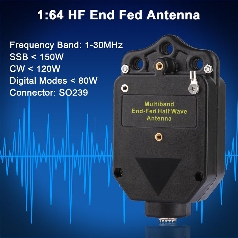 [AUSTRALIA] - Upgraded 150W HF End Fed Antenna 1-30MHz,1:64 Balun Shortwave Radio Half-Wave Antenna CW FM AM FT4 FT8 SSB 4 Band 8 Band 