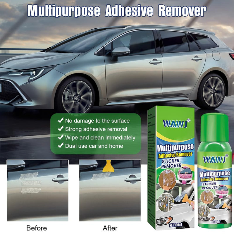 WAWJ® Label Remover, Multi-Purpose Adhesive Remover and Abrasion-Resistant Cleaner with Scraper, Quickly Removes Stubborn Labels, Adhesive Residues and Stickers from All Smooth Surfaces