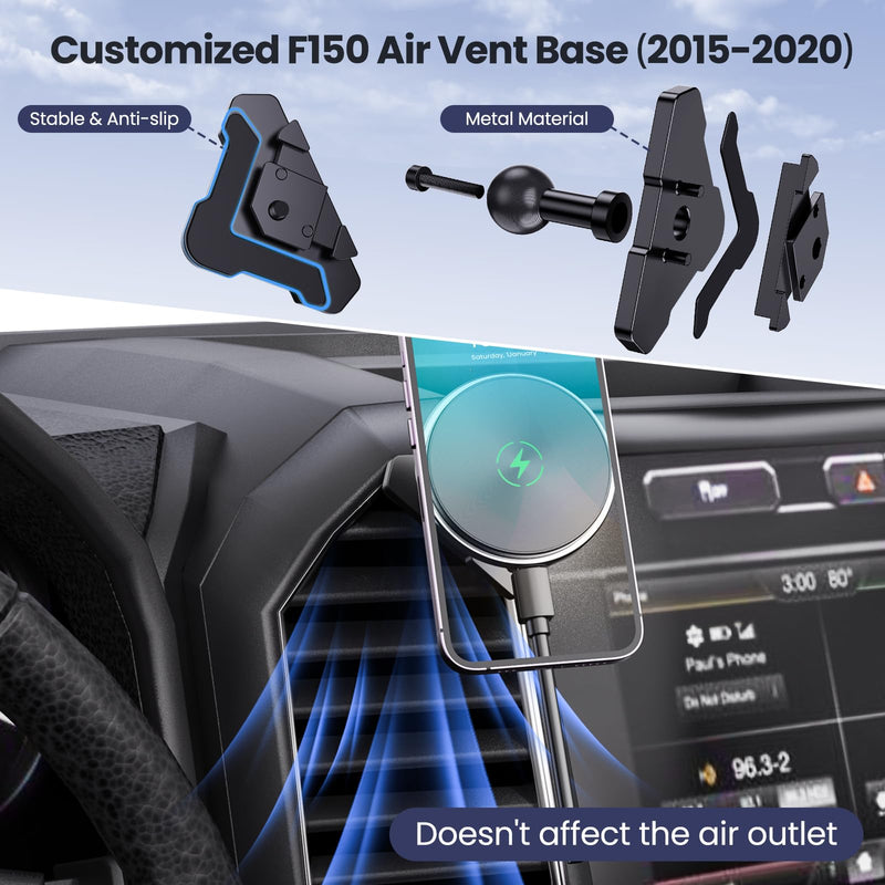 Kaishengyuan Magnetic Vent Phone Mount & Rear Seat Quick Release with Elastic Rope Compatible with 2015-2020 Ford F-150, 2017-2021 Super Duty & 2018-2021 Expedition