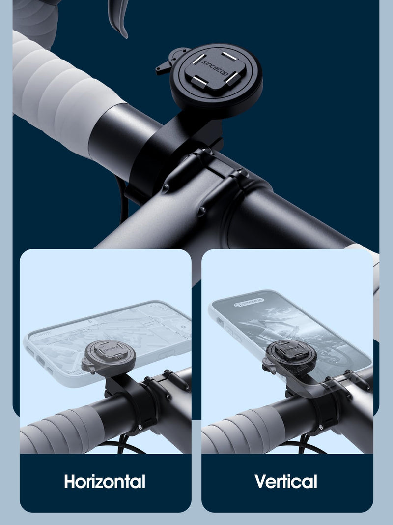 sincetop Bike/Motorcycle Phone Mount - Series Q [ Quad ] - Bicycle Handlebar Aluminum Cell Phone Holder - Quick Lock & Release - Compatible with Moto/Mountain/Road/Electric Bikes, and Scooters SE - Standard [SE] Handlebar Mount - Series Q
