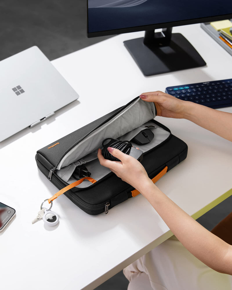 tomtoc 360° Protective Laptop Sleeve for 13.5-14.4 Inch Surface Laptop 6/5/Studio 2/1, Surface Book, Water-Resistant Shockproof Carrying Case Bag for Acer Aspire/Swift, ASUS Vivobook/Zenbook 14, Black 13-13.5 Inch