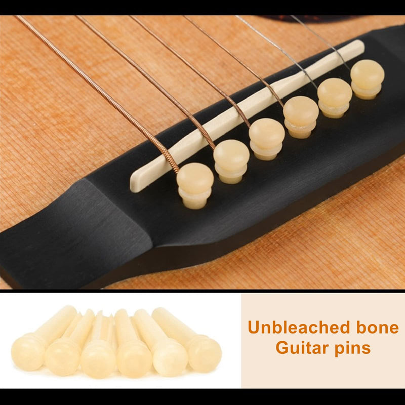 Miwayer Guitar Bone Bridge Pins Real Bone Unbleached Vintage Style Replacement Parts for 6 & 12 String Acoustic Guitar (Unbleached Pure Bone) Unbleached Pure Bone