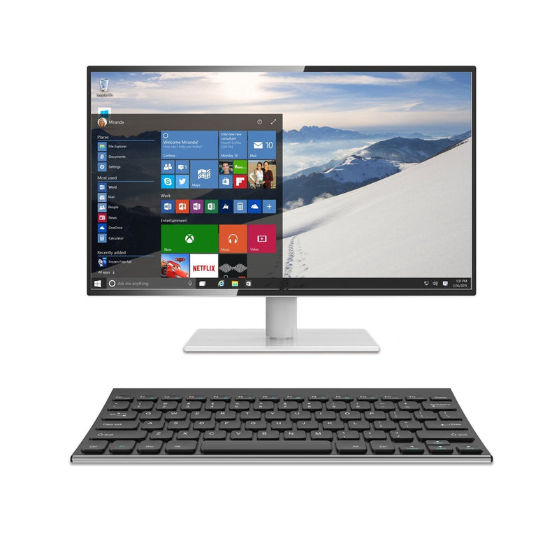 Arteck 2.4G Wireless Keyboard Stainless Steel Ultra Slim Keyboard for Computer/Desktop/PC/Laptop/Surface/Smart TV and Windows 10/8 / 7 / Vista/XP Built in Rechargeable Battery