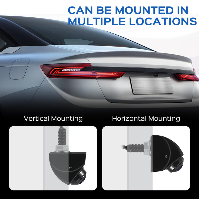 Backup Camera with Switchable Front View - AHD 1080P Metal Camera | 170° wide-angle view, super clear night vision, IP69 waterproof metal housing, fits cars, trucks, SUVs and vans. Deep black