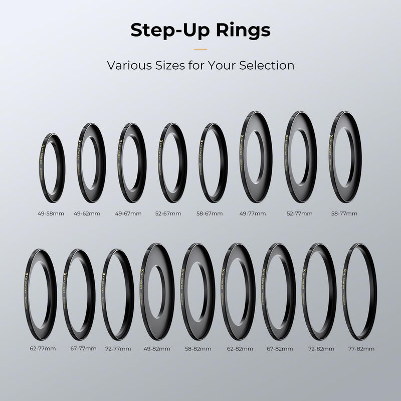 K&F Concept 67mm to 82mm Step-Up Lens Filter Adapter Ring CNC Machined Brass Filter Adapter Rings, for 67mm Lens Install 82mm Filter 67-82mm