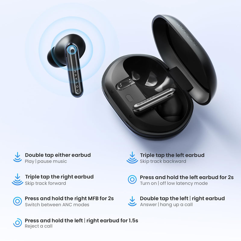 HAYLOU Mori Pro ANC Earbuds, Bluetooth Wireless Earbuds, 28H Playtime, IPX4 | 43dB Adaptive ANC, 10mm Drivers, 6 AI ENC Mics, Touch Control, In-Ear Ear Buds Design, App EQ Customization Black