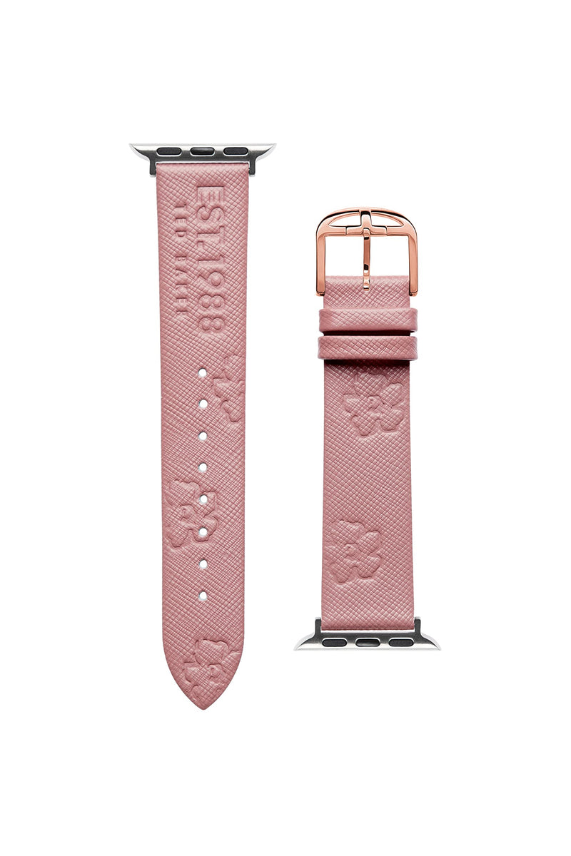 Ted Baker Pink Saffiano Leather Strap Logo & Magnolias for Apple Watch® (Model: BKS38S207B0)