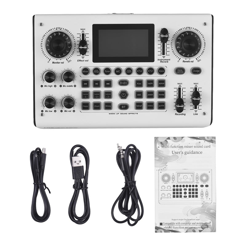 [AUSTRALIA] - Sound Board Audio Mixer 48V Phantom Power Live Sound Card RGB Light BT Wireless Plug and Play for Live Streaming Podcasting Recording Content Create Gaming Rechargeable 