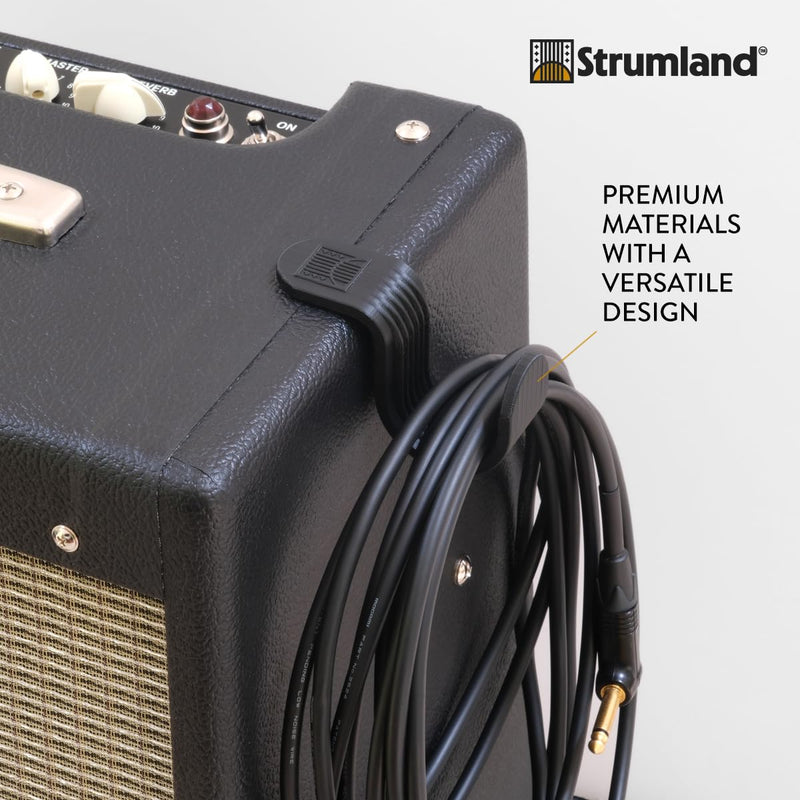 Strumland Music Cable Organizer Set (2-Pack) – Peel-and-Stick Cable Hooks for Guitar, Instrument, and Studio Cables, Adhesive Backing for Desks, Amps, & Surfaces (Black) Black