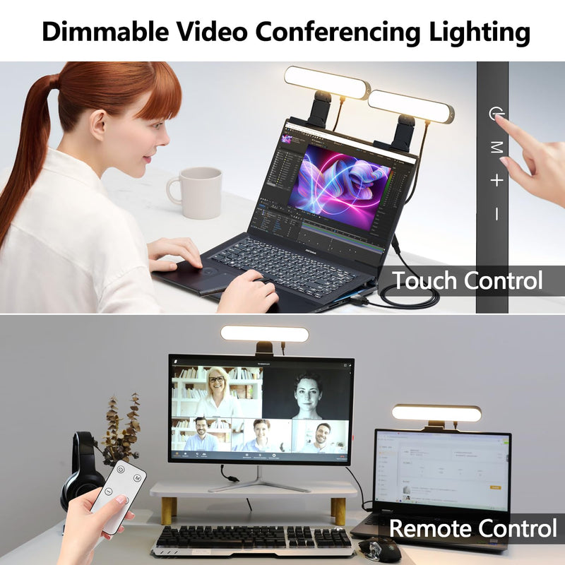 [AUSTRALIA] - yAyusi Dual-lamp Video Conference Lighting, LED Streaming Light with Remote and Touch Control, Zoom Lighting for Computer,Webcam Monitor Laptop Ring Light for Video Calls/Zoom Meetings/Video Recording 