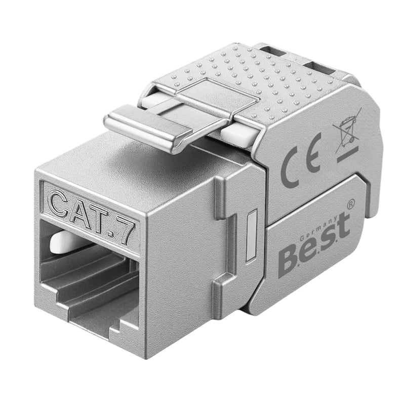 1x CAT 7 Keystone Network Module RJ45 - High Speed Keystone Female Tool-Free Assembly, 10Gbps, STP Shielded, Gold Plated Contacts, Compatible with AWG 22-26 & Patch Panel/Network Sockets 1 Stück