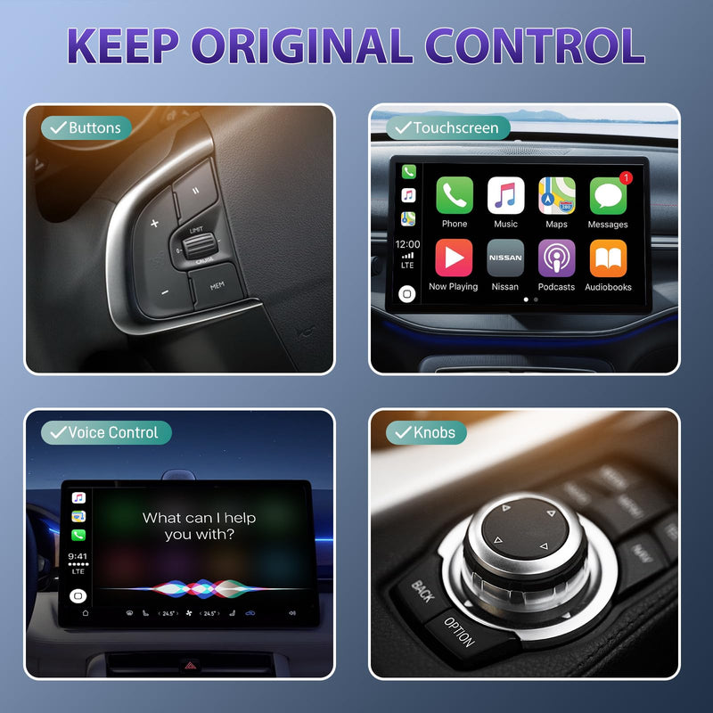 Wireless Carplay Adapter, 2024 Upgrade Converts Wired to Wireless Adapter for iPhone, Plug and Play Dongle for Apple Car Play, Bluetooth Wireless Control Adapter for Cars from 2016 and iOS 10+, Black
