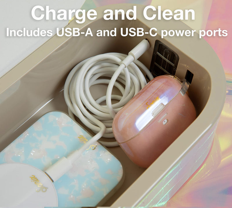 Sonix Beyond UV+O3 Sanitizer Box and Universal Charger UV and Ozone Disinfector for Phone, Mask, Makeup Brush, Nail Tool (Gold) Gold