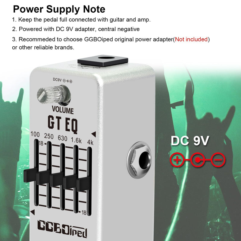 EQ Pedal, 5 Band Electric Guitar Equalizer (100Hz 250Hz 630Hz 1.6kHz 4kHz) Provides ±18dB for Each Band, Equalizer Pedal EQ Seeker for Eletric Guitar