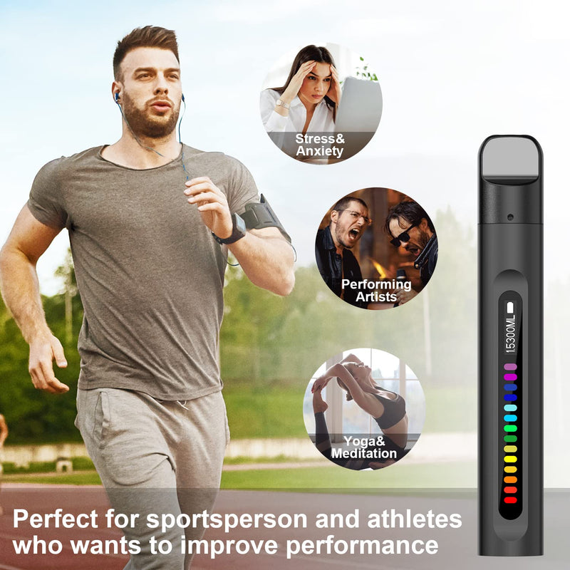 Breathing Trainer with Display | Portable, Rechargeable, Detachable Mouthpieces, Compact Handheld Design Black
