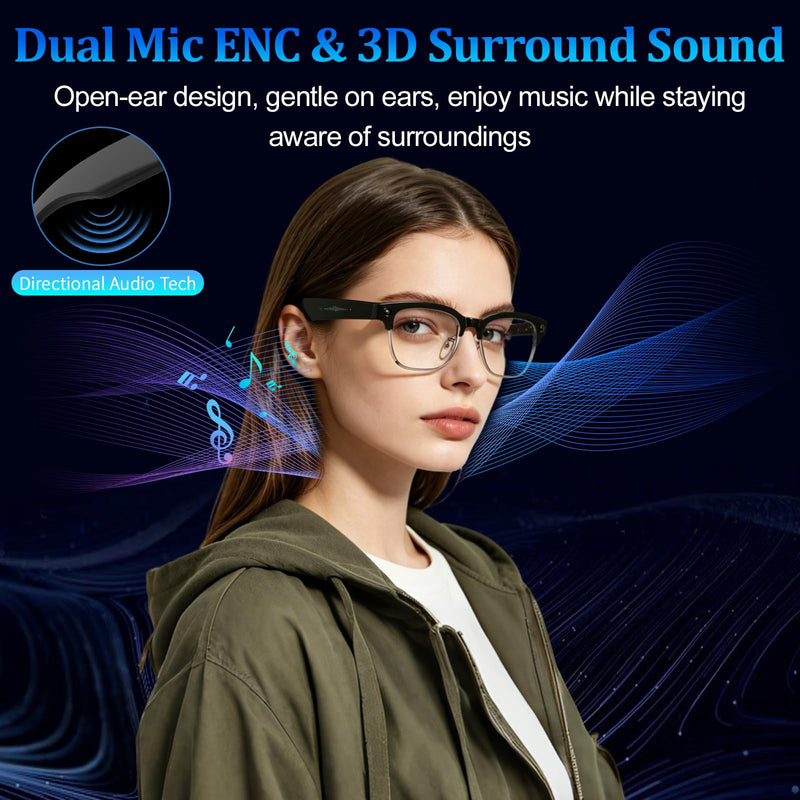 AI Smart Glasses with 8MP Camera, 1080P Video Recording & HD Photos, Bluetooth Audio, Voice Assistant, Real-Time Translation, Noise Cancelling Calls & Music, Photochromic Lenses W630_Black