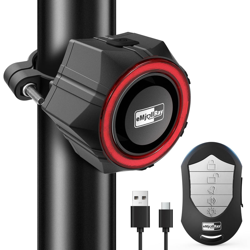Bike Alarm,110dB Loud Waterproof Wireless E-Bike Alarm with Remote,Anti Theft Alarm Adjustable Volume Motorcycle Alarm Wireless Motion Sensor Alarm for Bicycle, Ebike,Ebike Accessories