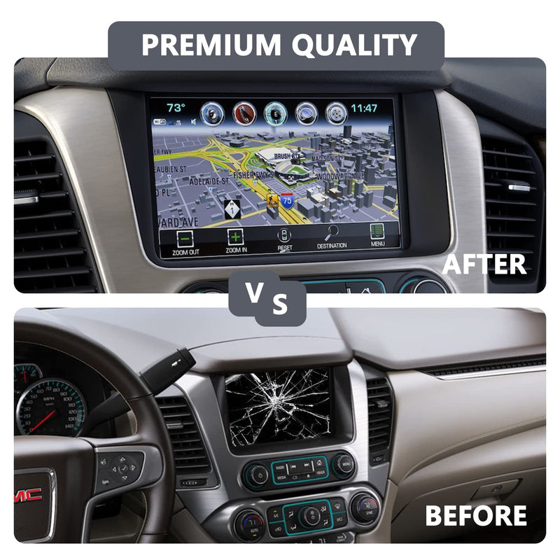 Fit GMC 8" Touch Screen - Digitizer Navigation Radio Replacement New OEM Compatible with 2015-2018 Chevrolet Silverado Suburban Tahoe & GMC Yukon Sierra Replace DJ080PA-01A (Touch Screen Without LCD) Touch Screen without LCD