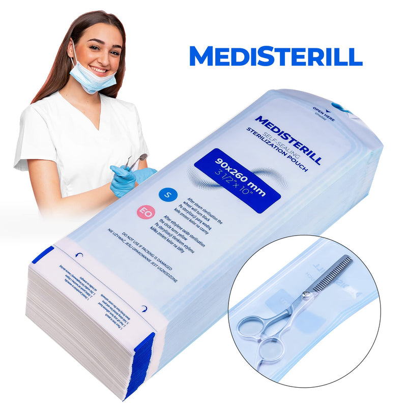 Pack of 200 Self-Sealing Sterilisation Bags, PVC Dental Sterilisation Bags, Self-Sealing Bag, Autoclave Steriliser Bag for Cleaning Tools (5.7 x 13 cm) 57x130