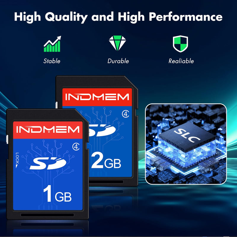 [AUSTRALIA] - INDMEM SD Card 1GB + 2GB， Class 4 Flash Memory Card 2G SLC Standard Secure Digital Cards 