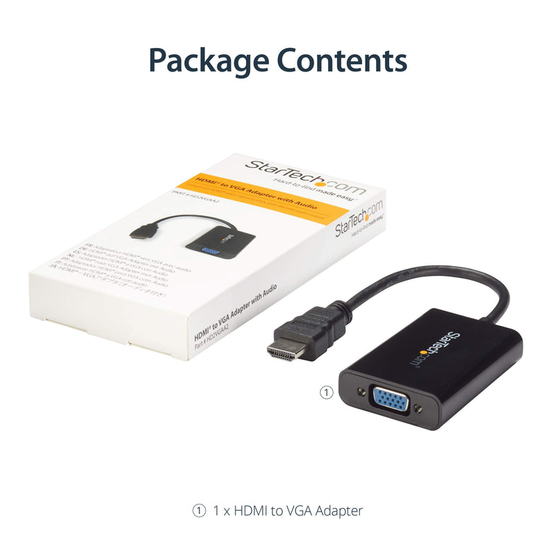 [AUSTRALIA] - StarTech.com HDMI to VGA Adapter – 1920x1080 – HDMI Converter with Audio Output – VGA to HDMI Monitor Adapter (HD2VGAA2),Black HDMI to VGA - Compact with audio Cable 