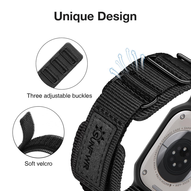 Bundle of the Rugged Nylon Velcro Apple Watch Band (Apricot grey/Black Tag)