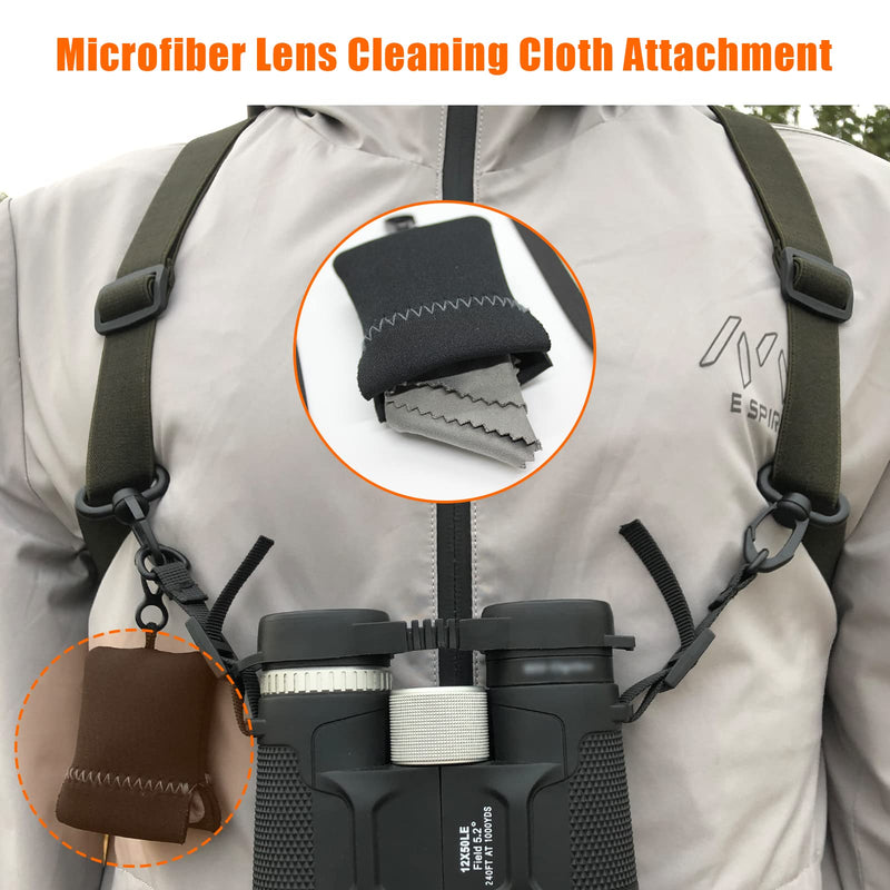 GAIARENA Binocular Harness Strap, Bino Harness with Microfiber Lens Cleaning Cloth for All Size Binoculars & Camera(Camo) Camo